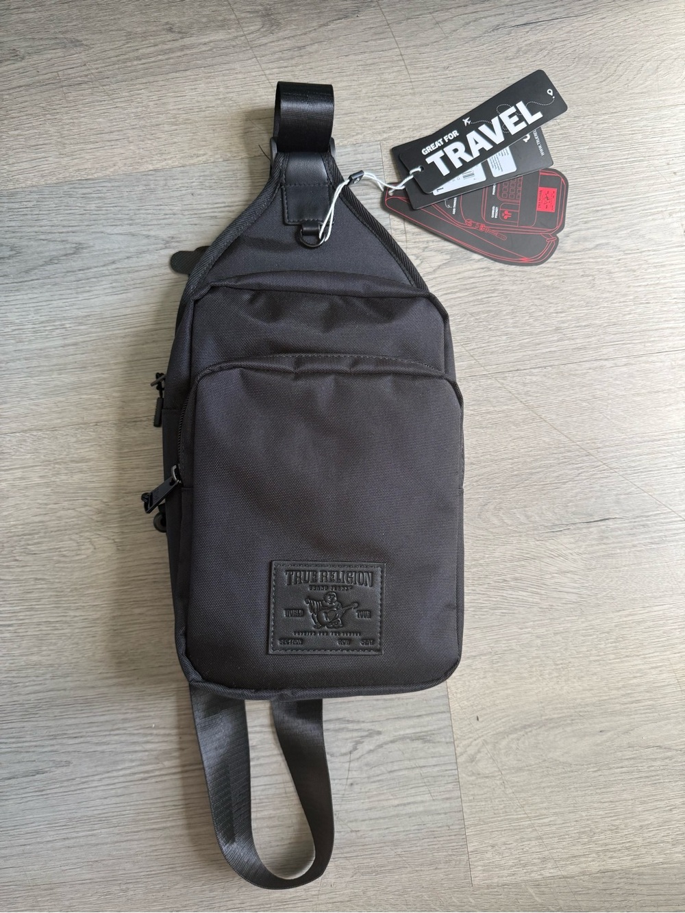True Religion Pippen Black Crossbody Sling Bag - Travel Bag NEW
